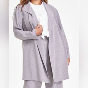 Kasper XL Melange Crepe Drape-Collar Long Jacket Lagonlook Pantsuit